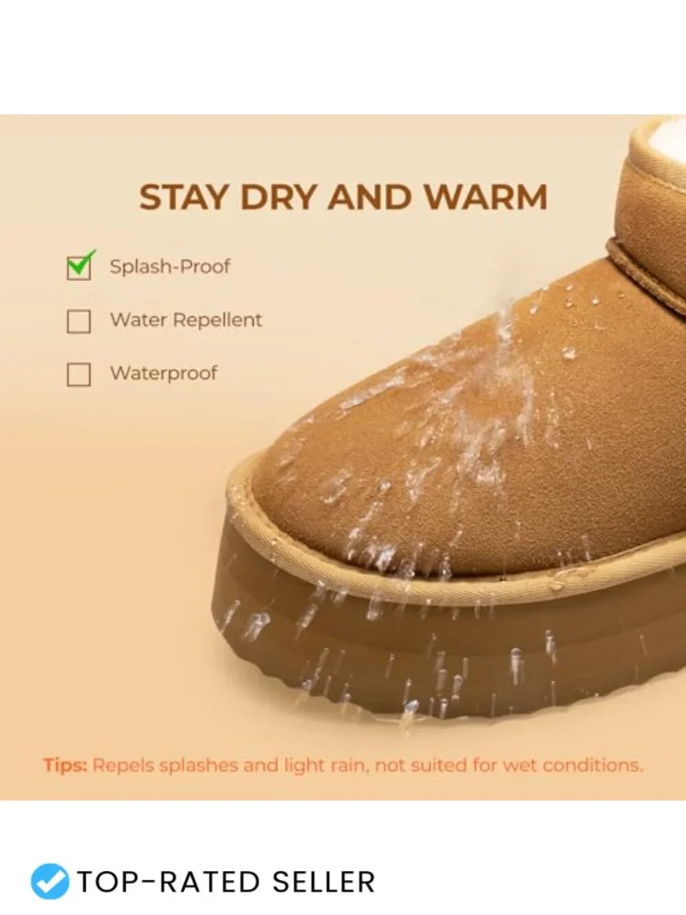 Women's Platform Snow Boots Suede Faux Fur Lining Memory Foam Comfort Winter